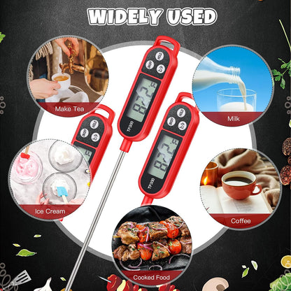 Copkim Instant Read Meat Thermometer Long Probe,Black, White, Red