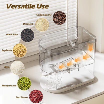 SYNCVIBE Large Rice Dispenser 22-25Lbs, Cereal Dispenser Rice Container Food Storage Container with Measuring Cup, Cereal Containers Storage Kitchen Storage Household Moisture Proof Holder, Black