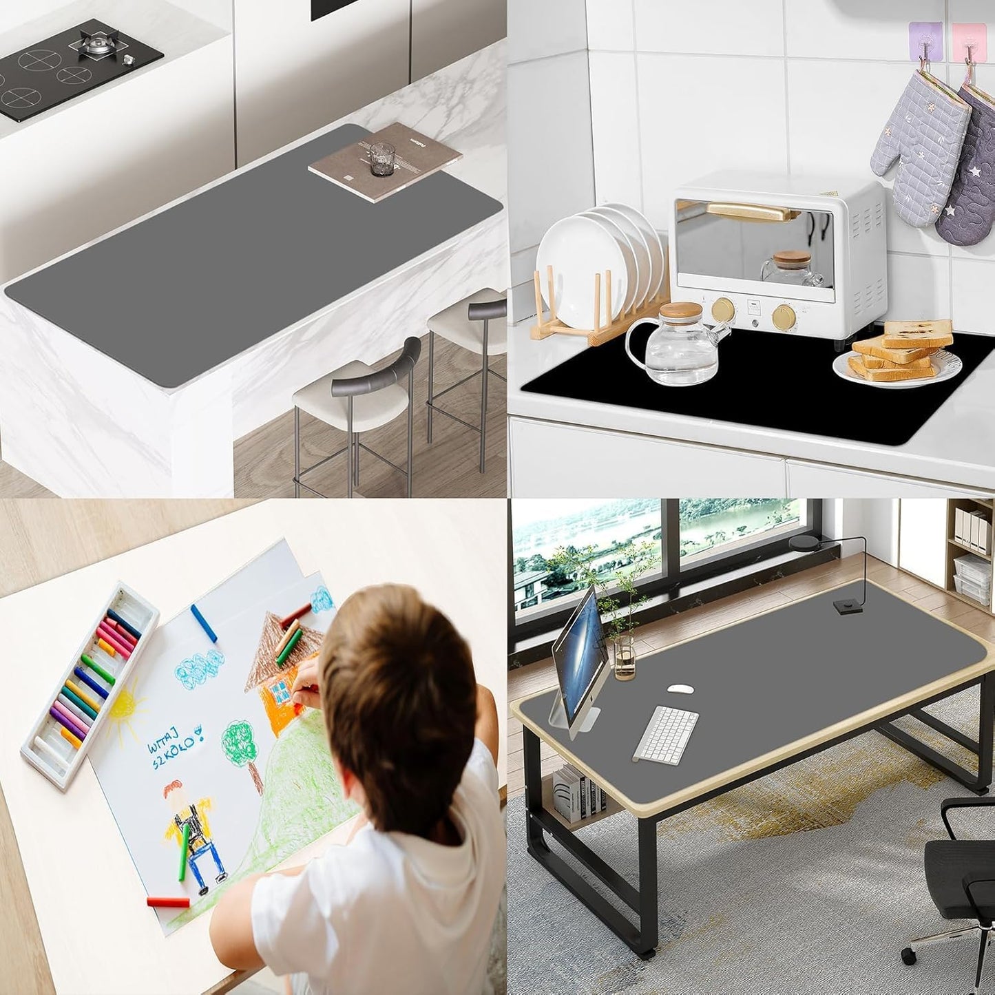 78.7"x23.6" Large Silicone Mat for Kitchen Counter, Heat Resistant Non-Slip Countertop Protector, Waterproof Silicone Craft Mat for Kitchen Island, Semitransparent