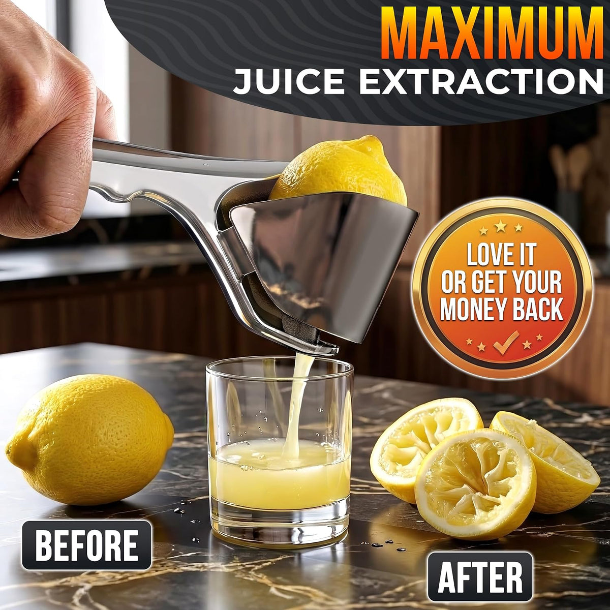 Fold-Flat Heavy Duty Handheld Lemon Squeezer Stainless Steel