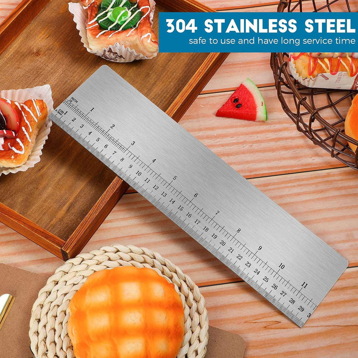 Nuenen Cake Scraper Smoother Metal with Scale Baking Comb Tool, 12 Inches