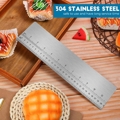 Nuenen Cake Scraper Smoother Metal with Scale Baking Comb Tool, 12 Inches
