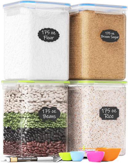 Chef's Path Extra Large Airtight Food Storage Containers with Lids, Pack of 2, 6.5L, 220Oz, Airtight Kitchen and Pantry Bulk Canisters for Flour, Sugar, Rice, and Baking Supplies - Transparent