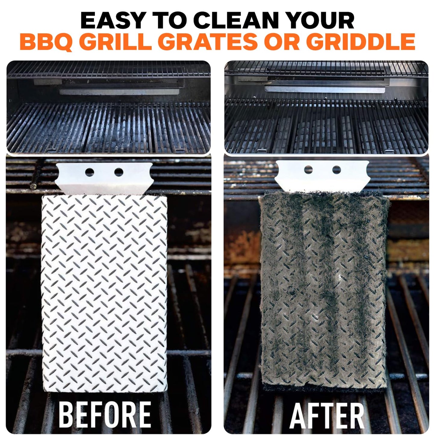 Proud Grill Q-Swiper BBQ Grill Cleaner Set - 1 Grill Brush with Scraper and 25 BBQ Grill Cleaning Wipes, Bristle-Free & Wire-Less, Safe Way to Remove Grease and Grime, Ideal Mens Birthday Gifts