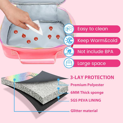 RLGPBON Kids Lunch Bag,Insulated Lunch Box for Girls,Lunch Bag Toddler Teen,School Daycare Cute Travel bags