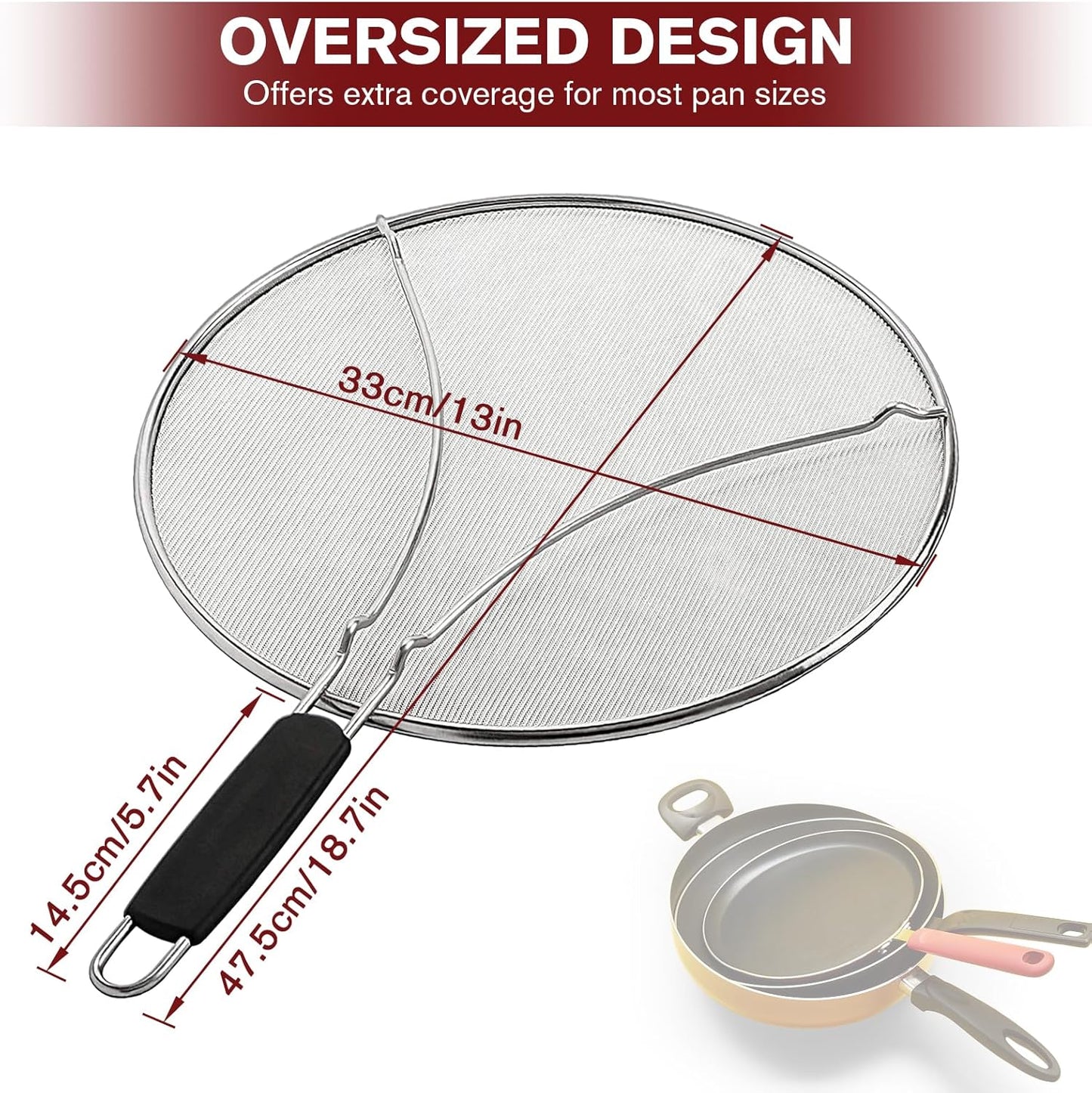 Splatter Screen for Frying Pan, Grease Splatter Guard, Heat-Resistant Splatter Guards for Frying, Silicone Splatter Guard for Everyday Cooking, Dishwasher Safe （16in×12in×0.5in）