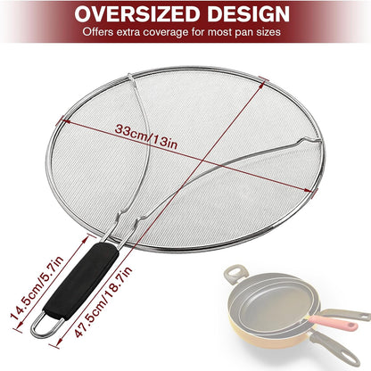 Splatter Screen for Frying Pan, Grease Splatter Guard, Heat-Resistant Splatter Guards for Frying, Silicone Splatter Guard for Everyday Cooking, Dishwasher Safe （16in×12in×0.5in）