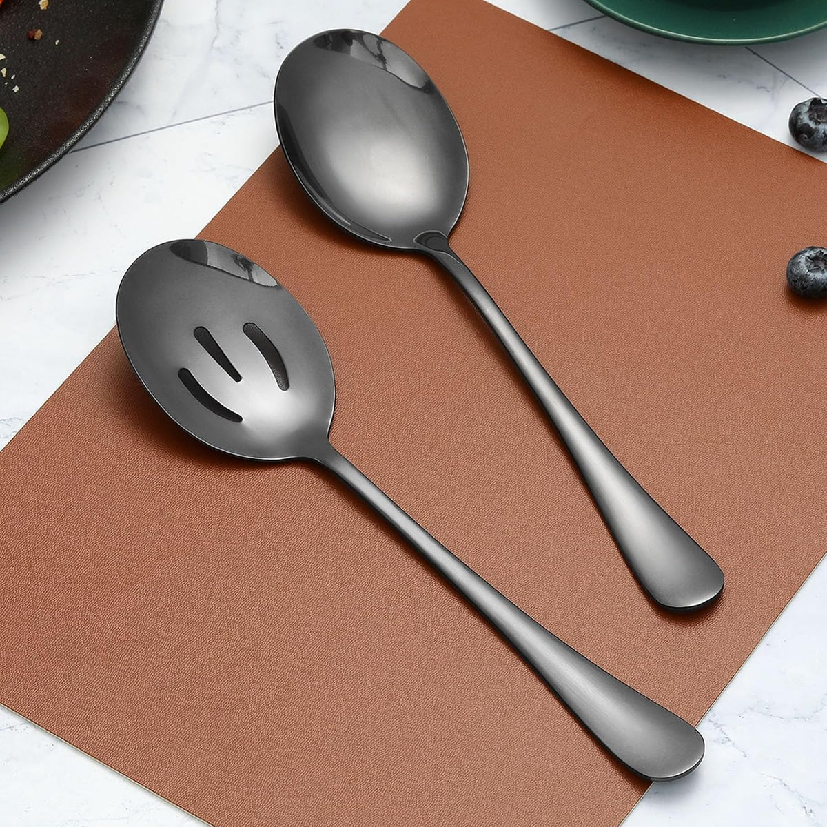 Serving Spoons Set, 8.7 Inch Serving Spoon, Slotted Spoons, Gold