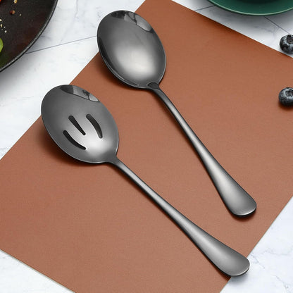 Serving Spoons Set, 8.7 Inch Serving Spoon, Slotted Spoons, Gold