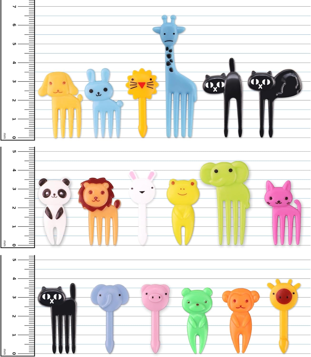 Animal Food Picks for Kids - 55 Pcs Cute Cartoon Fruit Toothpicks for Bento Box, Lunch, Snacks - BPA-Free, Reusable, Fun Kids Food Picks