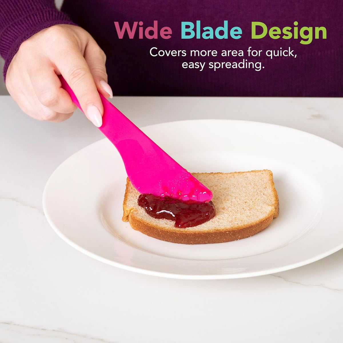 Joie Spreaders Set, Reusable Plastic Knives, 4-Count Assorted Colors