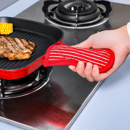 Cast Iron Skillet Handle Covers,Pot Handle Covers Heat Resistant,Pot Holders for Kitchen Heat Resistant,Machine Washable Handle Mitts 2 PCS(Striped)