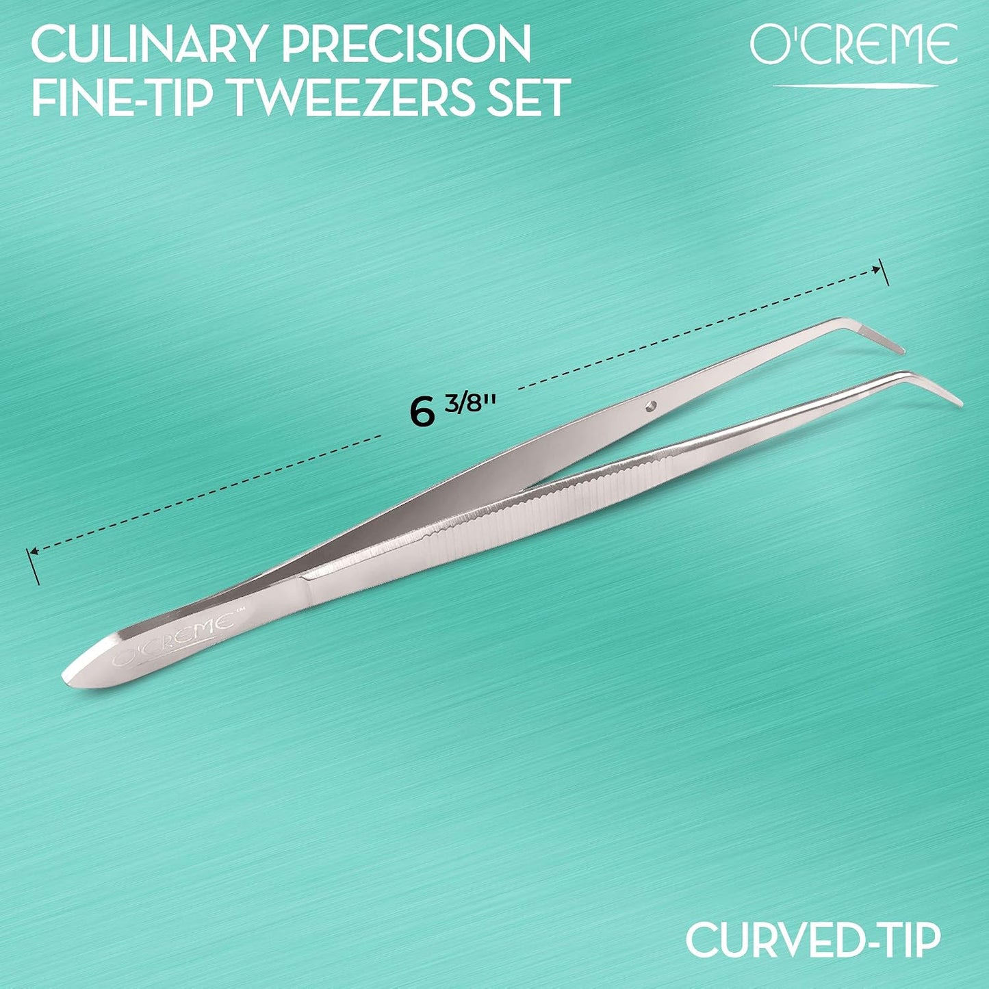 O'Creme Stainless Steel Precision Kitchen Tweezer Tongs 6.25" with Fine Tip (Purple)