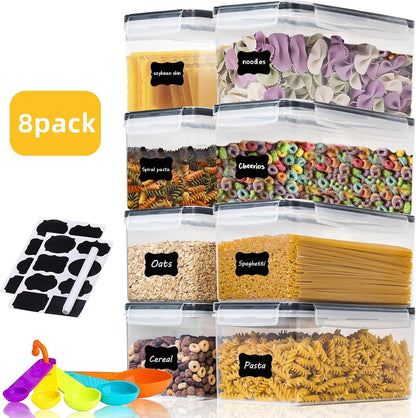 42pcs Airtight Containers, Clear Stackable Dry Food Storage | 42pk clear airtight containers with tight lids keep dry food fresh. Safe plastic, stackable for pantry kitchen storage