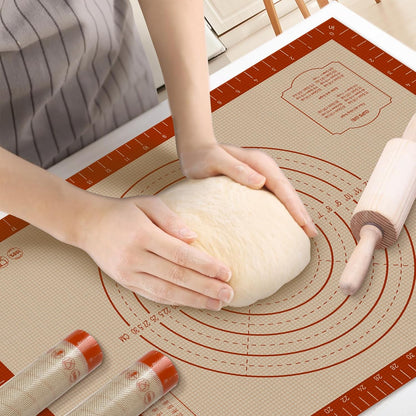 Silicone Pastry Mat, 24" x 16" Dough Mat, Rolling Mat for Baking