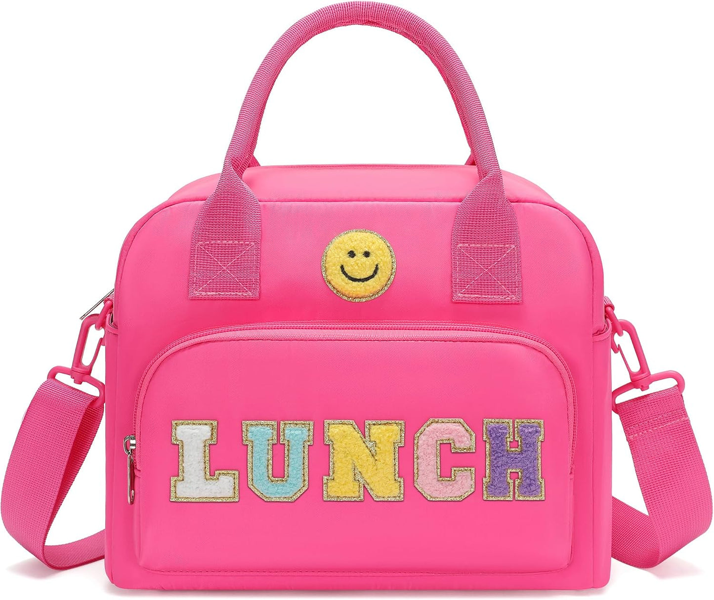 RLGPBON Insulated Lunch Bag Teen Girls, Preppy Lunch Box Large Insulated Lunch Bag Reusable Lunch Tote Bag, Preppy LunchBag for Girls School Travel Picnic