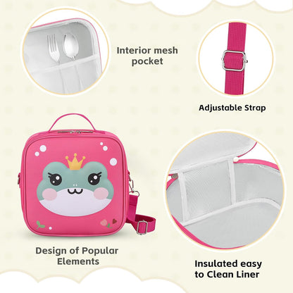 Kids Lunch Box for Kids Insulated Reusable Lunch Bag Tote Durable Children Leak-proof Lunchbox with Adjustable Shoulder Strap for School Daycare Travel Picnic (Navy - 3D Dinosaur)