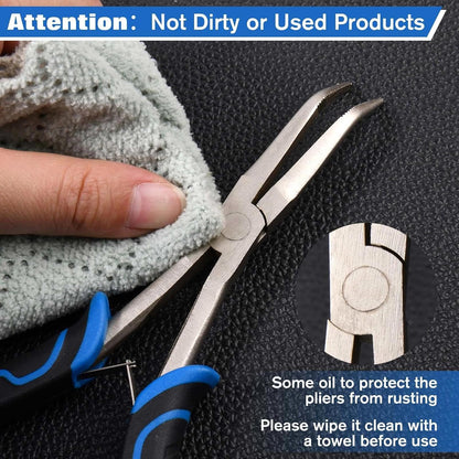 SPEEDWOX Long Reach Bent Needle Nose Pliers With Smooth Jaw Angled Needle Nose Pliers For Jewelry Making Fish Bone Pliers Tweezers Bent Chain Nose Pliers For Wire Bending And Small Object Gripping