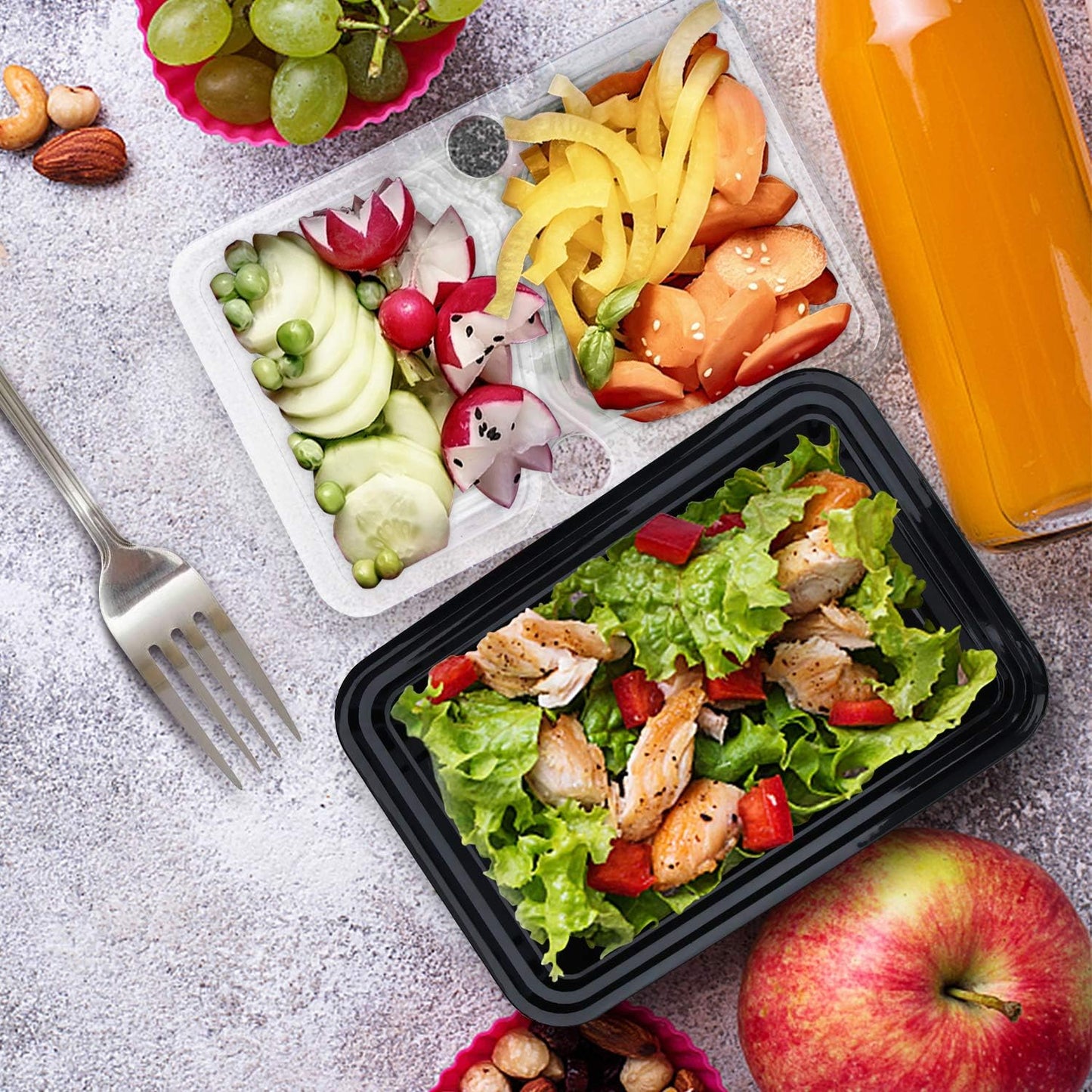 Enther Meal Prep Containers Single Lids Food Storage Bento BPA Free | Stackable | Reusable Lunch Boxes, Microwave/Dishwasher/Freezer Safe Portion Control (28 oz), 12 Pack 1 Compartment