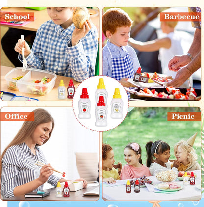 50 Pcs Kids Bento Box Accessories Including Food Picks Mini Condiment Bottles Ketchup Squeeze Bottles, Mini Soy Sauce Container with Funnel for Kids School Bento Camping Office Accessories (Animal)