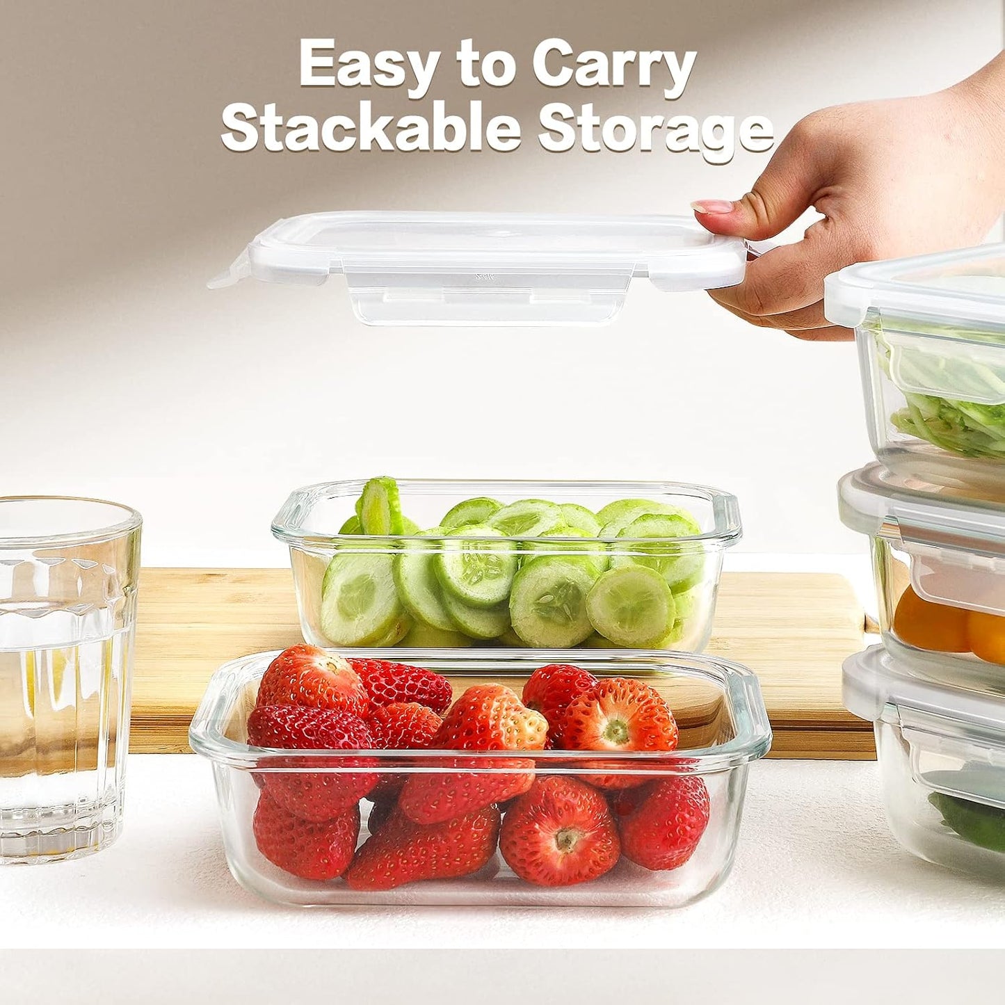10 Pack Borosilicate Glass Meal Prep Containers with Locking Lids, Glass Food Storage Containers Set, Airtight Lunch Bento Boxes, BPA-Free & Leak Proof, 36oz & 14oz, Freezer, Oven Safe-Pink