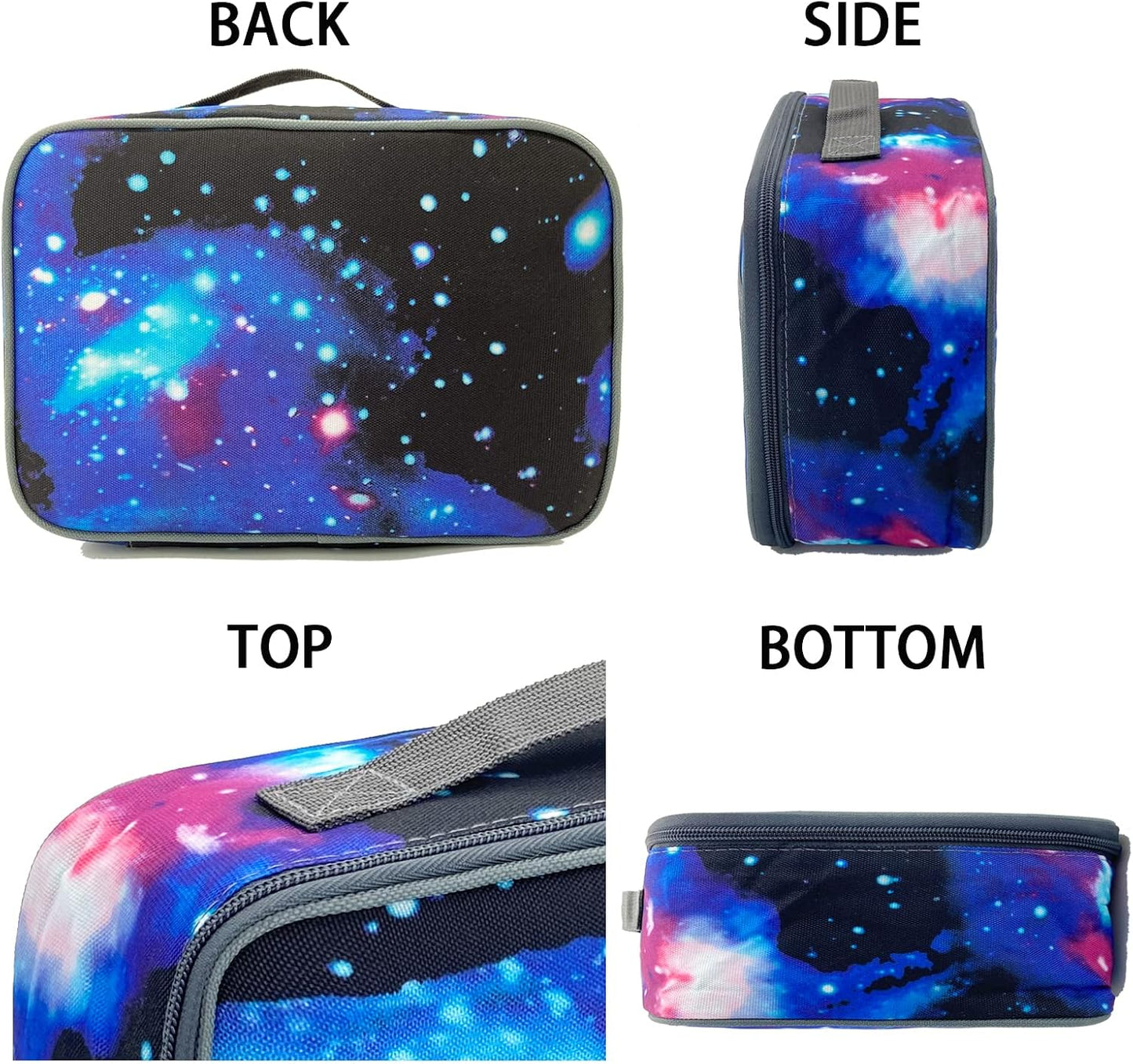 Kulle Space Lunch Box for Kids, Insulated Lunch Bag for Boys, Large Capacity Thermal Tote for School, Office, Daycare - Rocket Design, Washable & Leakproof