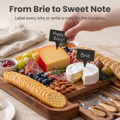 SMIRLY Charcuterie Large Bamboo Cheese Board Set for Serving - House Warming Gifts for New Home, Wedding, Bridal Shower & Birthday, for Women