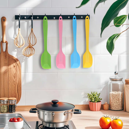 4 PCS Silicone Spatula,Rubber Spatula with Stainless Steel Core11 Inch Non-scratch Baking Cooking 8Inch Spatula Set Flexible Heat Resistant (Black)