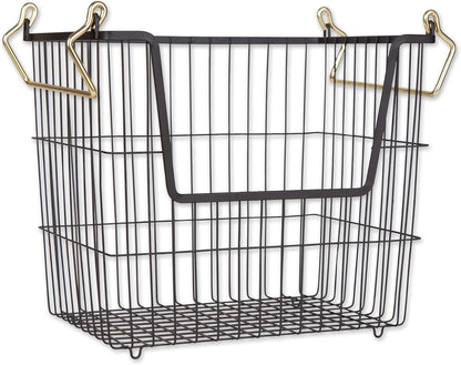 DII Metal Wire Mesh Stackable Utility Storage Bin, Small Round, 12x12x10", Bronze