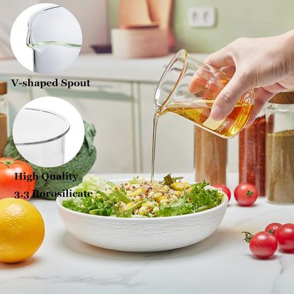 3 Piece Glass Measuring Cup Set, Includes 1/2-Cup, 1-Cup, and 2-Cup High Borosilicate Glasss Liquid Measuring Cups, Dishwasher, Freezer, Microwave, and Preheated Oven Safe, Essential Kitchen Tools