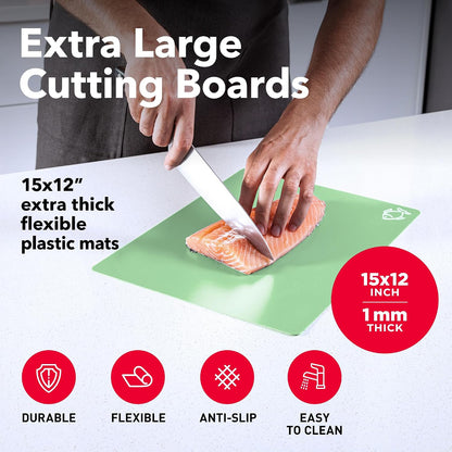 Plastic Cutting Boards for Kitchen, Flexible Mat Thick Large 15x12