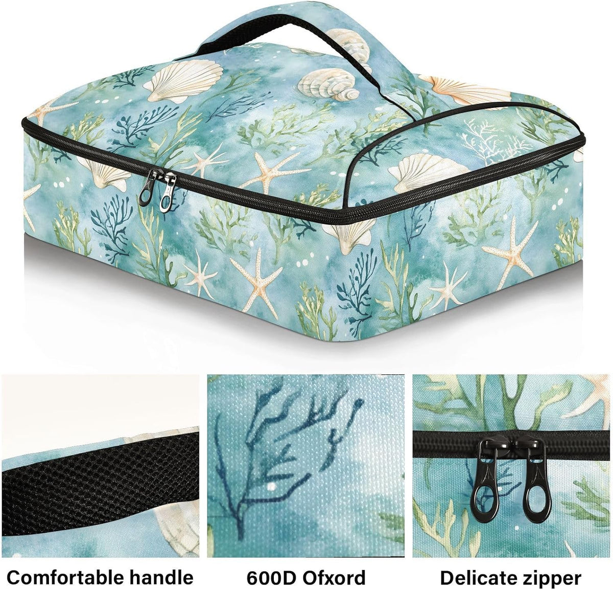 Casserole Carrier Insulated Yellow Lemon Blue Bows Dish 9x13 with Lid Party Travel Warmer Bag for Hot or Cold Food Lasagna Pizza Holder Tote - Colors B