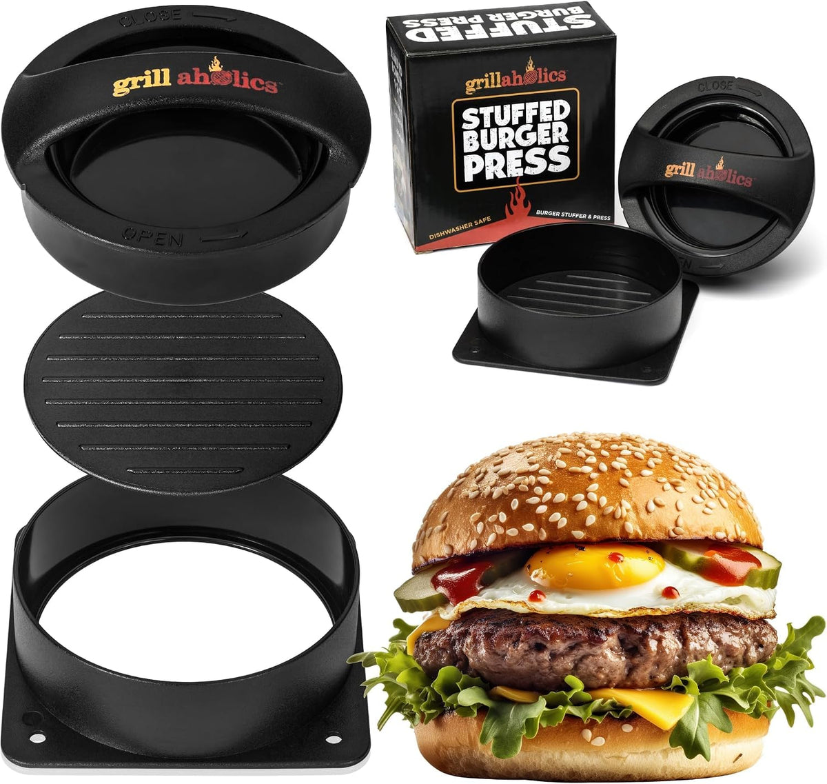 Grillaholics Stuffed Burger Press & Hamburger Patty Maker