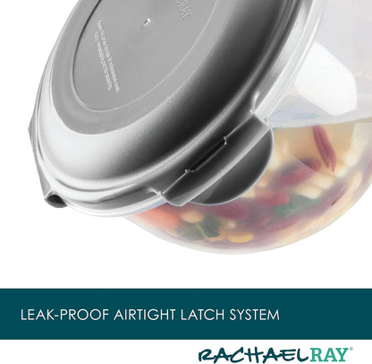 Rachael Ray Leak-Proof Nestable Container Food Storage Bin Set, 10-Piece, Clear with Teal Lids