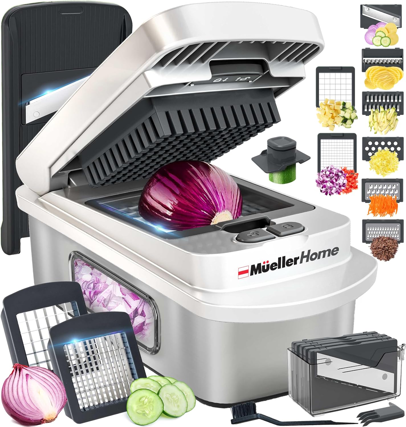MUELLER HOME Pro-Series 10-in-1 Stainless Steel Multi Vegetable Chopper
