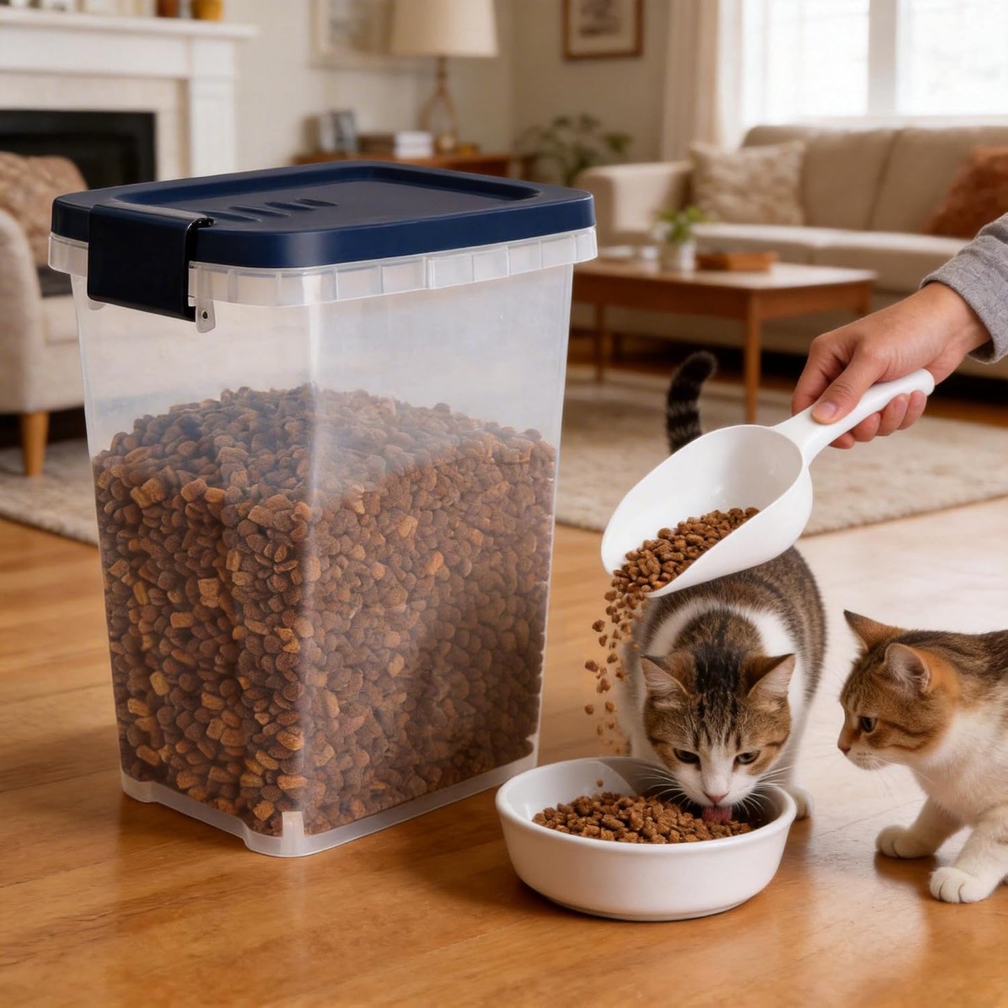 2 Pack Small Cat Food Storage Container with Wide-Mouth Pour Spout - 2Lbs/2.1QT Dog Pet Food Container for Cat Dog Food, Bird Seed, Chicken - Versatile Dry Food Bin Dispenser for Rice, Flour, Cereal