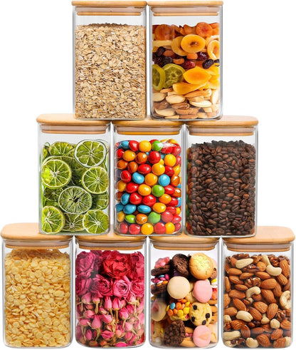 ComSaf 2Pcs Large Glass Storage Containers with Lids 4Qt, 1 Gallon Wide Mouth Flour Sugar Storage Containers, Large Capacity and Sealed for Rice, Cereal, Oat, Easy Clean and Scoop, Pantry Organization