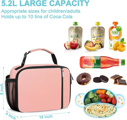 esouler Lunch Box Kids Insulated Lunch Bag for Boys & Girls Durable Children Lunchbox for School with Water Bottle Holder-Black