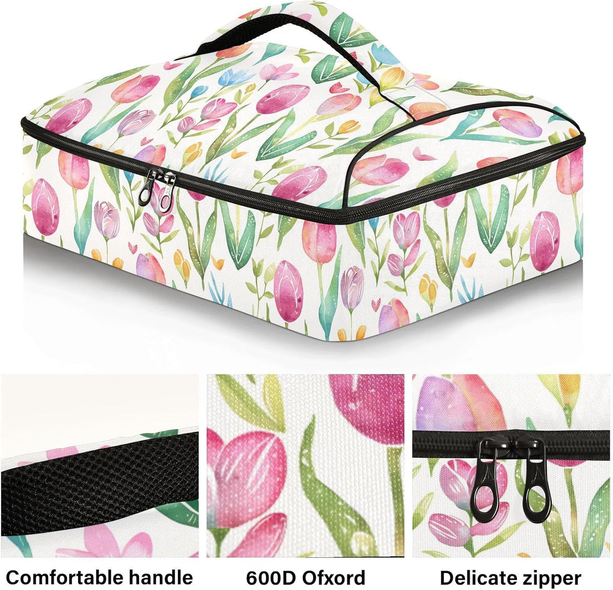 Casserole Carrier Insulated Yellow Lemon Blue Bows Dish 9x13 with Lid Party Travel Warmer Bag for Hot or Cold Food Lasagna Pizza Holder Tote - Colors B