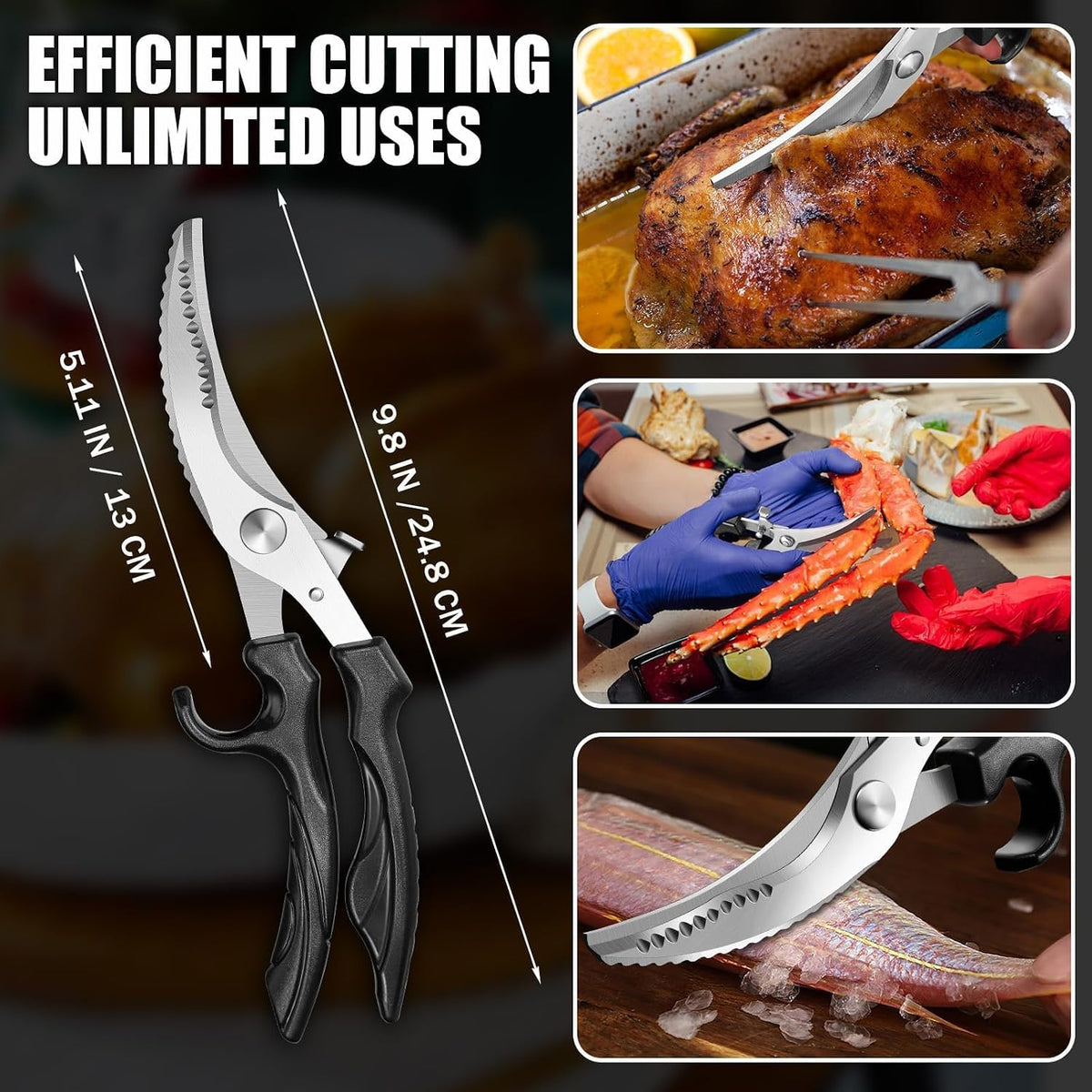 PURPLEBIRD Heavy Duty Poultry Shears - Kitchen Scissors Dishwasher Safe