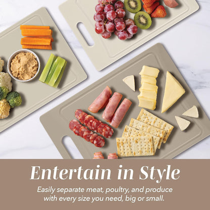 COOK WITH COLOR Non-Slip Cutting Board Set – Kitchen Essentials with Easy Grip Handle for Meat, Veggies, and Fruits, 3 Cutting Boards, Speckled White