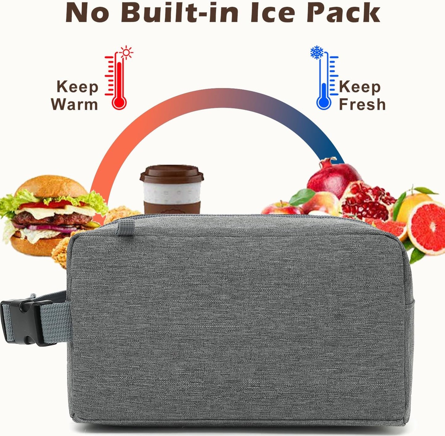 FlowFly Small Insulated Lunch box Portable Soft Bag Mini Cooler Thermal Meal Tote Kit with Handle for Work & School, Black