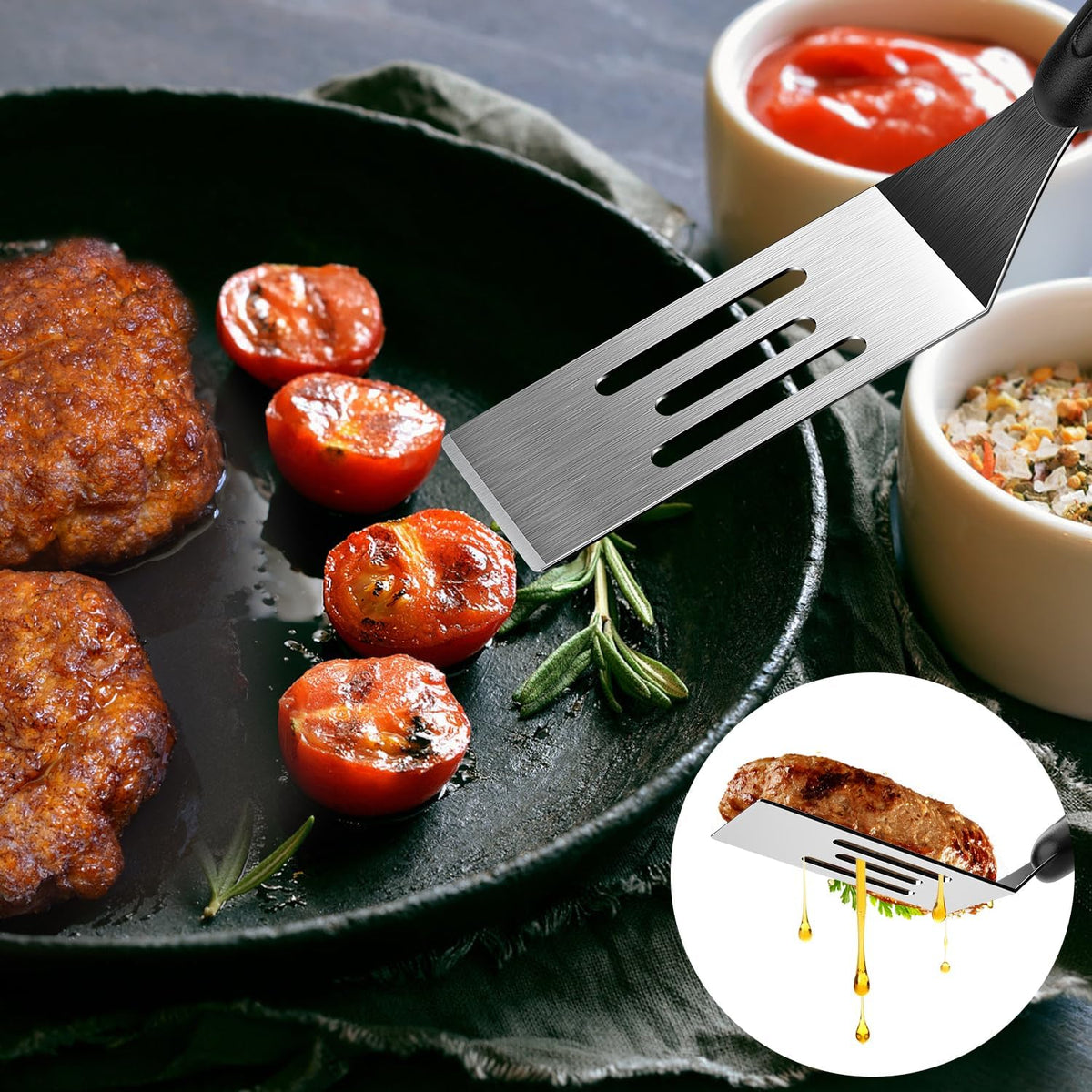 Small Spatula, Mini Serving Metal Spatula for Serving and Turning