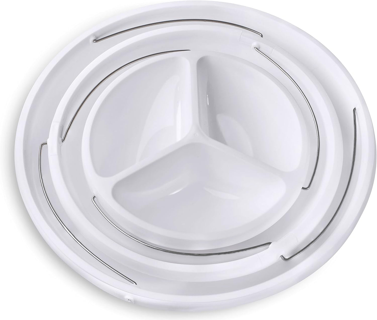 Masirs 3-Tier Collapsible Bowl: Decorative Design Folds for Minimal Storage. Ideal for Serving Snacks, Salad, and Fruit. Top Bowl Divided into Three Sections.