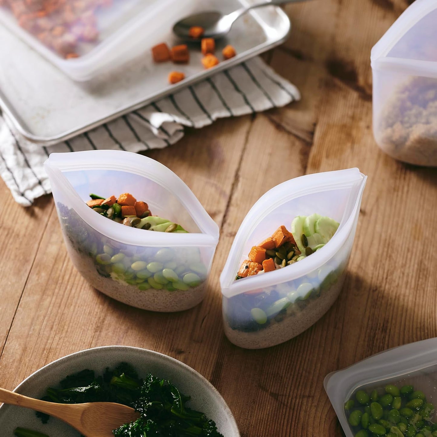 Stasher Premium Reusable Silicone Food Storage Bags, 2-Pack, Clear