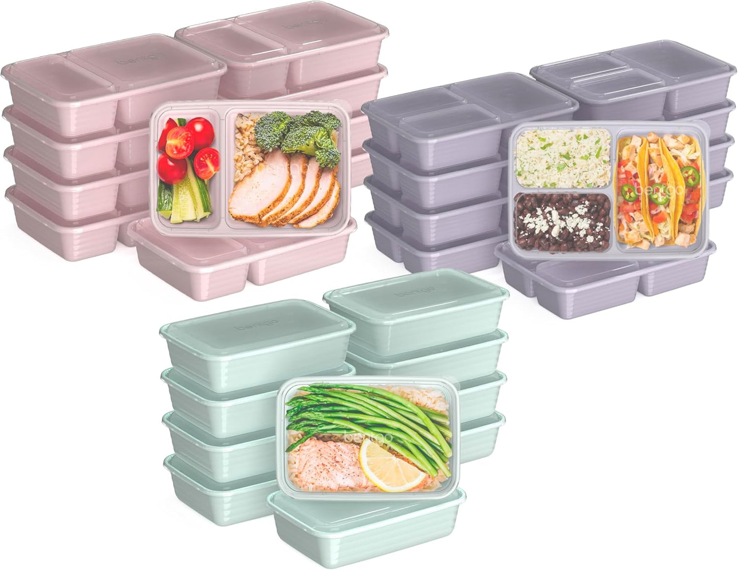 Bentgo Prep 60-Piece Meal Prep Kit - Reusable PFAS & BPA-Free Food Containers, 1-Compartment, 2-Compartment, & 3-Compartments - Microwave, Freezer, & Dishwasher Safe (Gleam Metallics)