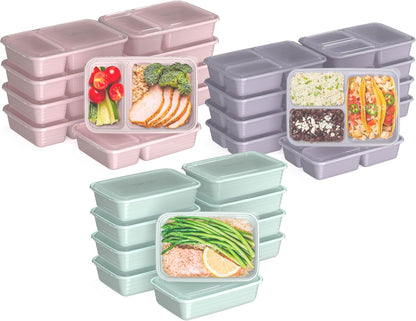 Bentgo Prep 60-Piece Meal Prep Kit - Reusable PFAS & BPA-Free Food Containers, 1-Compartment, 2-Compartment, & 3-Compartments - Microwave, Freezer, & Dishwasher Safe (Gleam Metallics)