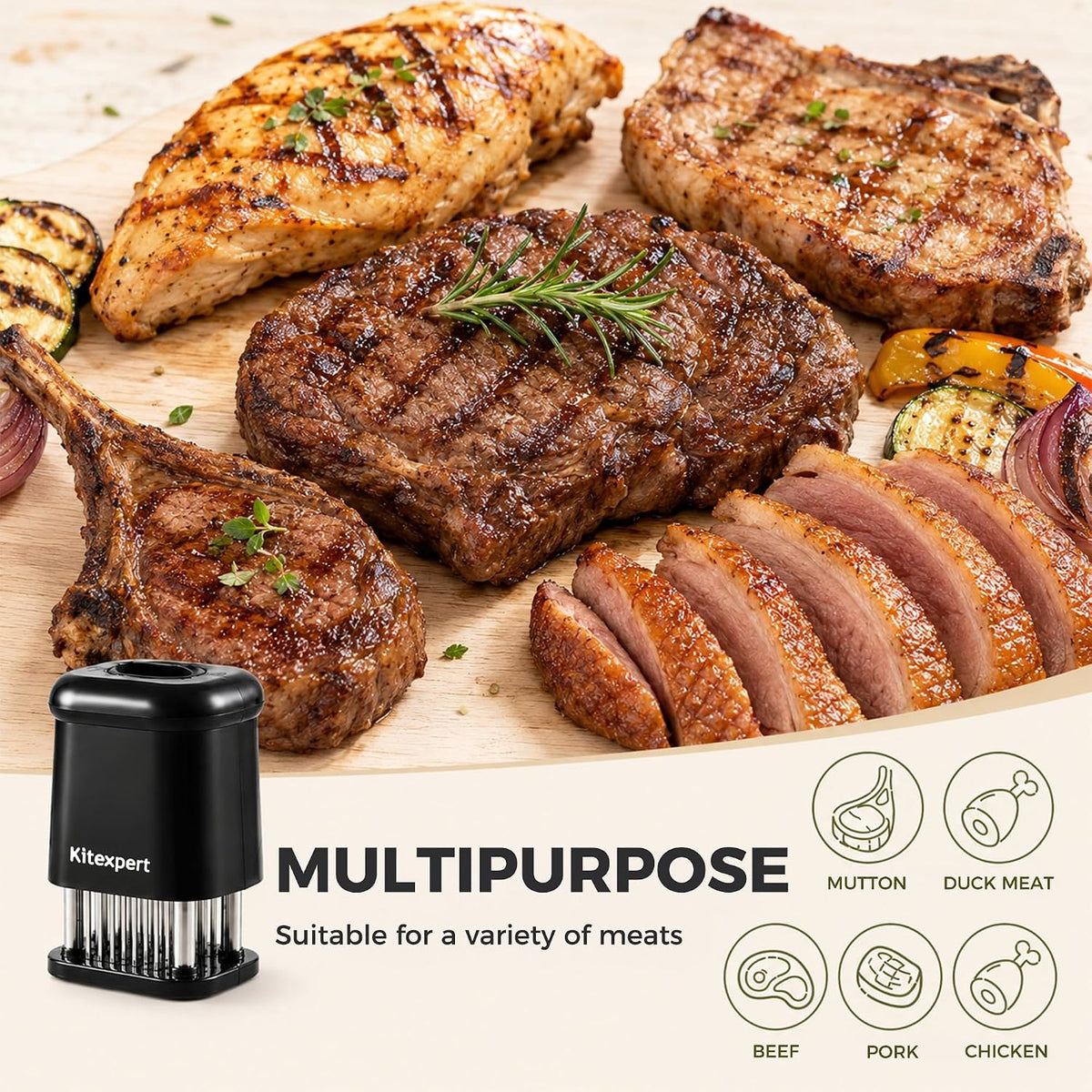 KITEXPERT Meat Tenderizer Tool with 56 Stainless Steel Ultra Sharp Needles