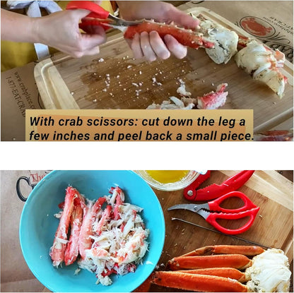 6 Piece red Seafood Scissors Crab Scissors Seafood Shears Multifunctional Crab Leg Crackers and Tools