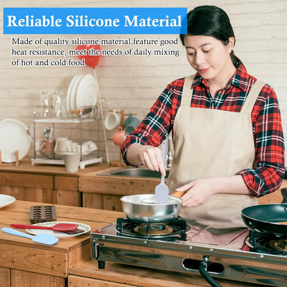 Shappy 4 Pieces Silicone Cooking Spoons 10.6 Inch Heat Resistant Kitchen Spoons for Mixing, Serving and Stirring Upgrade Large Non Stick Basting Utensils, Dishwasher Safe(Spoon,Fashionable Color)